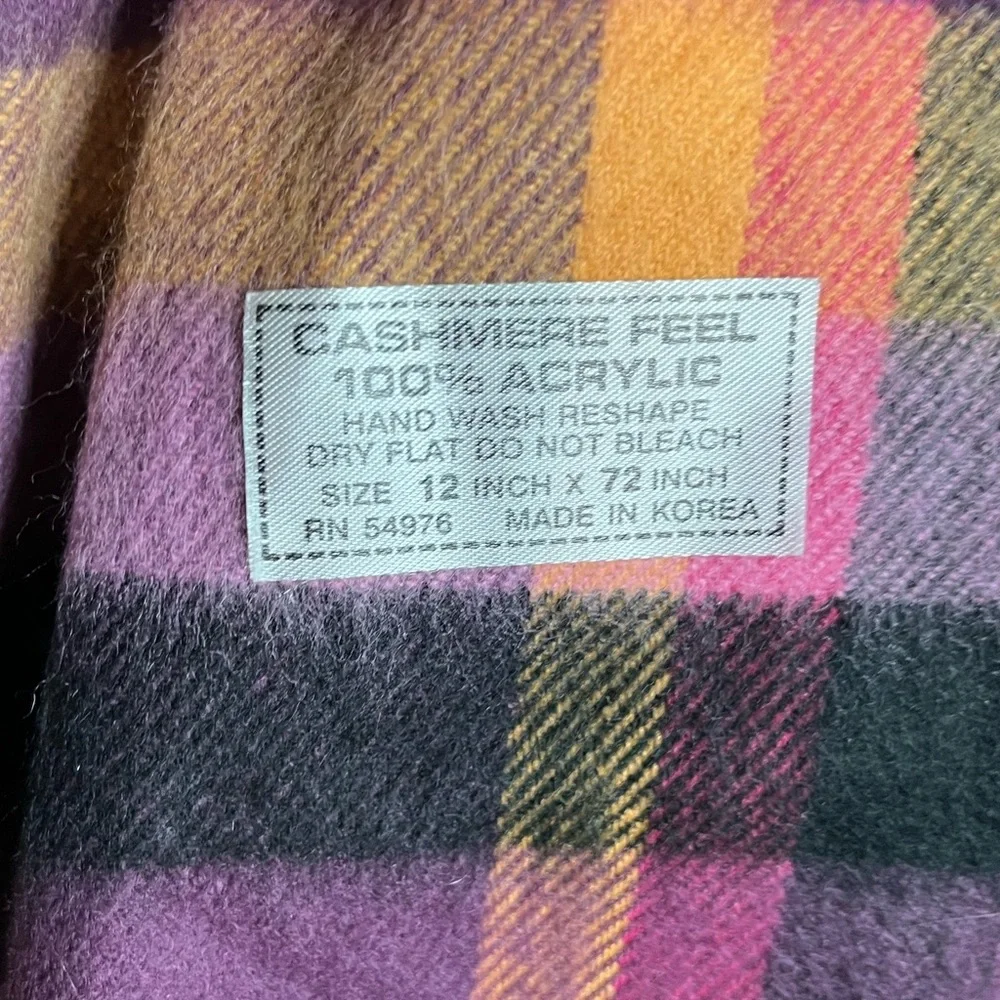 Cashmere-Feel Plaid Fringe Scarf - Cozy Blanket Wrap